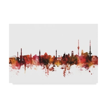 Michael Tompsett 'Stuttgart Germany Skyline Red' Canvas Art,16x24